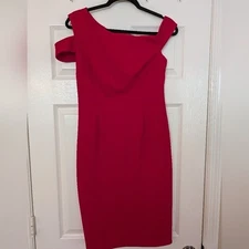 TRINA TURK Dress Womens 2 Red Off-Shoulder Sheath