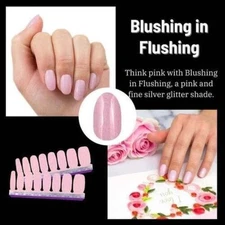 Color Street Blushing in Flushing Nail Polish Strips Set Pink Silver Glitter NEW