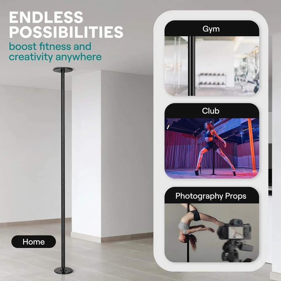 SereneLife Profesional Spinning Dancing Pole - Portátil y Extraíble Fitness Pole Foto 2 de 4
