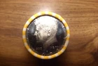 kennedy half dollar roll with a 1973-s proof half on end in V- good cond.