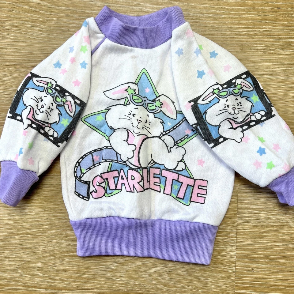 Vintage Starlette Rabbit Movie Sweatshirt Pullover 12M Baby Shirt Tee Film Star - Image 4 of 4