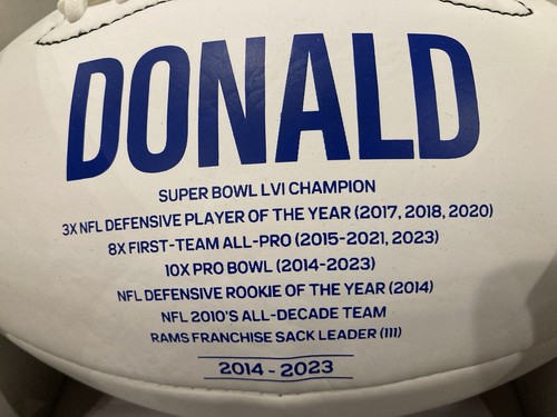 Aaron Donald Signed Commemorative Football Autographed Exclusive LA Rams Member - Picture 5 of 8