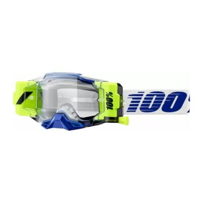 100% MX Goggles Armega Roll Off Forecast Blue Clear MTB Motocross Quad ATV