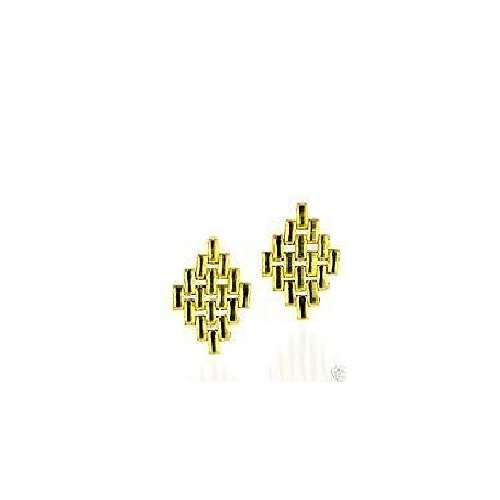 Dolly-Bijoux Boucles d'Oreilles LOSANGE ARTICULE PLAQUE OR - Picture 2 of 2