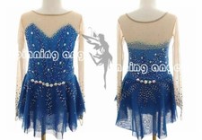 Ice Skating Adult Figure skating Dress Gymnastics Costume blue