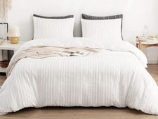 WARMDERN Boho Duvet Cover Set 3 Piece White Queen Duvet Cover Set