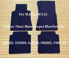For M.Benz W126 Floor Mats Carpet Blue Set 300SEL 350SDL 420SEL 500SEL 1981-91