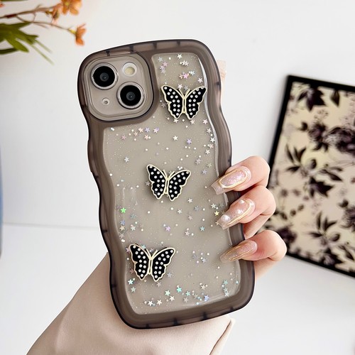 For iPhone 16E Samsung S25 Wave Case Glitter Foil Diamond Butterfly Phone Cover - Picture 17 of 17