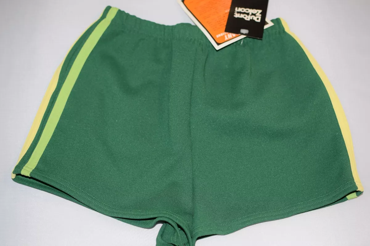 Vintage 70s 80s Gym Shorts Track Striped GREEN UNISEX YOUTH SMALL Polyester