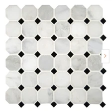 Greecian White Octagon 12”x12” Polished Marble Mesh-Mounted Mosaic Tile 1’ sq