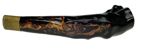 5” Smoking Pipe As Is Vtg China Wood Brass Tip Burl Gnarled Folk Art - Picture 8 of 10