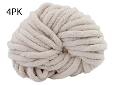 4PK Oatmeal Chenille Chunky Yarn Jumbo Fluf Thick Knit Blanket Crochet Amigurumi