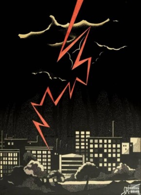 Lightening Cardwell Higgins Art Print 1930 Pulp Sci-Fi Deco Fantasy Illustration