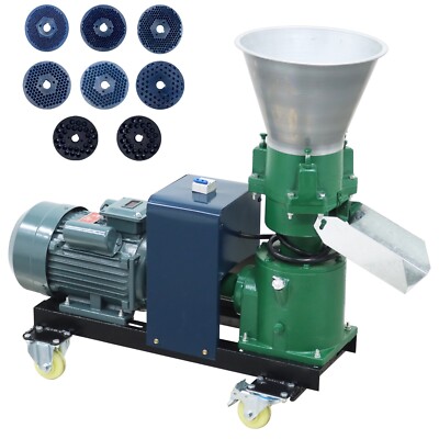 220V 3 Rollers Feed Pellet Mill Machine Feed Pelletizer 8 Different Disc(2-12mm)