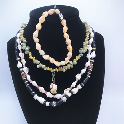 4 Pcs Sea Shell Bracelet Choker Necklace Set Nassa Mongo Beach Island Surfer