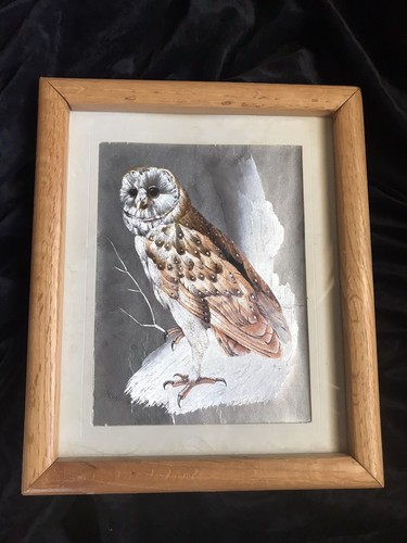 Vintage Framed Barn Owl Picture Foil Metallic By Malcoln Greensmith - Picture 3 of 5