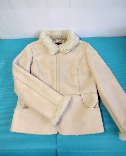 Style & Co Women’s Faux Suede Sherpa Lined Full Zip Coat Jacket Tan - Size XL - Picture 8 of 11