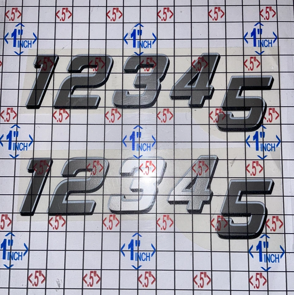 Plata con números de contorno blanco sombra negro # 1-5 R/C coches caja de vinilo L2 Foto 2 de 4