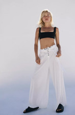 NEW FREE PEOPLE FP MOVEMENT SPATIAL WHITE SLOUCHY WIDE LEG PANTS SZ XS