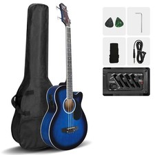 US 44" 4 string Electric Acoustic Bass Guitar w/4-Band Equalizer Case Cable Bag