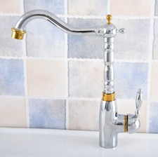 Silver Chrome Gold Color Brass Bathroom Kitchen Swivel Faucet Mixer Tap ssf814