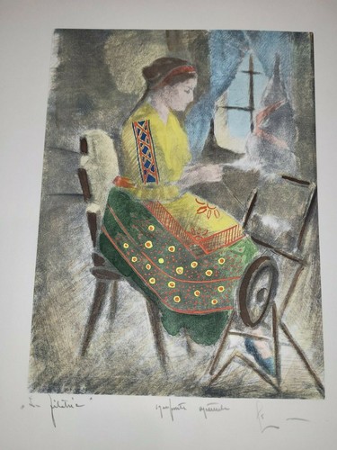 SZIKLAY BELA rare pair of figures hand colored etchings from his Firenze Gallery - Picture 2 of 10