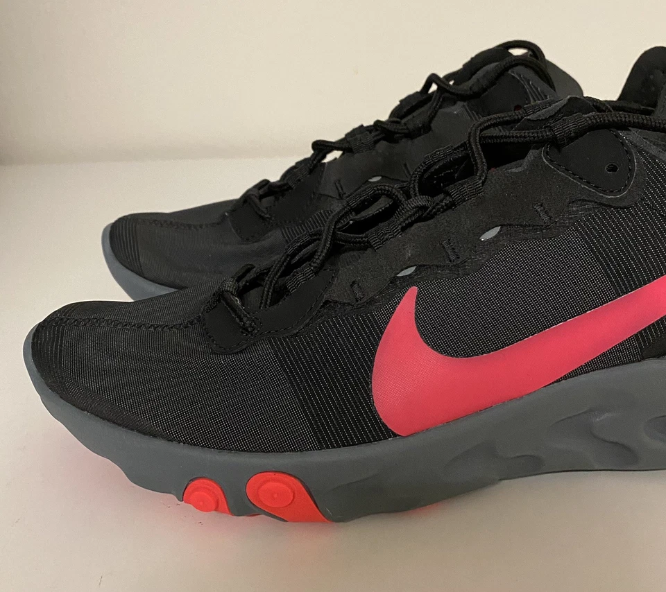 Nike React Element 55 Black Solar Red Mens Sz 12 Running Shoes 87 BQ6166-002 NEW - Image 3 of 4