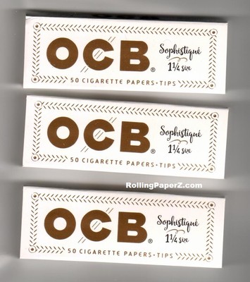 3 Packs OCB Sophistique 1 1/4 Ultra Thin Rolling Papers 50 Leaves+TIPS each pack