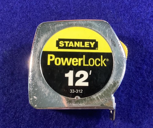 Vintage Stanley Powerlock 12’ Tape Measure # 33-312 USA Made Yellow Tape EUC