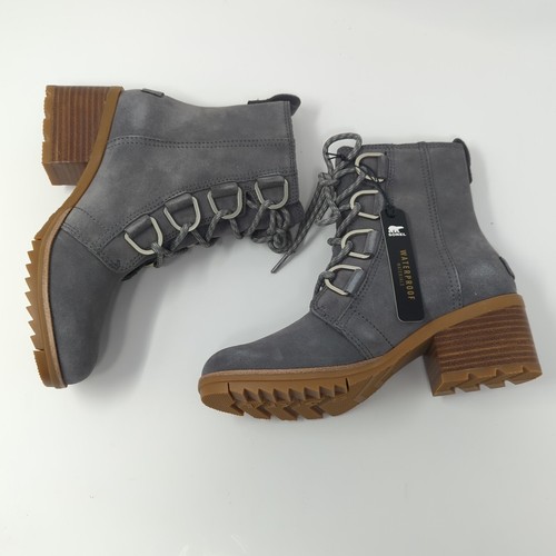 Sorel Women's Cate Lace Bootie Quarry Gum 2 Waterproof Leather Rain Boot US 5.5 - Picture 7 of 9