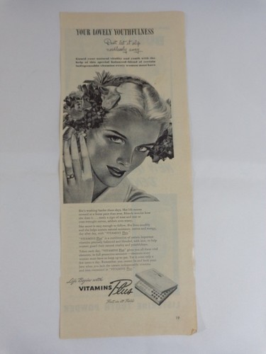 Vitamins Plus Magazine Ad Print 1944 WWII First In Its Field - Picture 2 of 3