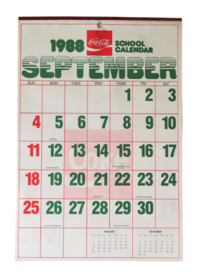 Vintage 1988 - 1989 Coca Cola Wall School Calendar 19' x 13