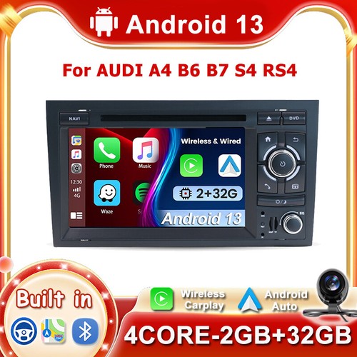 2G+32G For AUDI A4 B6 B7 S4 RS4 Car Stereo Radio DVD Android 13 GPS Navi CarPlay - Picture 1 of 16