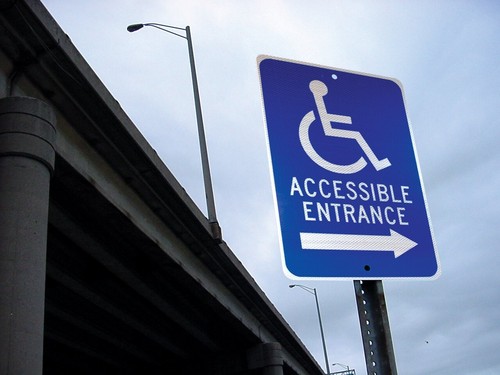 ACCESSIBLE ENTRANCE w/ Right Arrow 12" x 18" Heavy Duty Reflective Aluminum - Picture 3 of 3