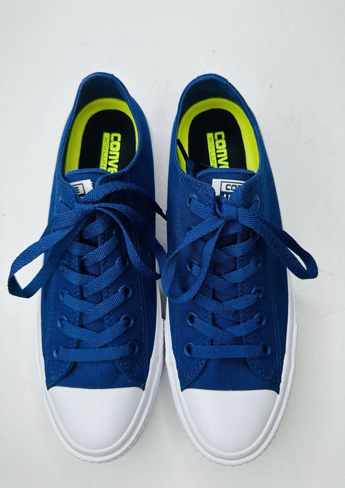 CONVERSE Convers All Star Chuck Taylor uomo blu caviglia alta stringata piatta 7 M punta tonda nuovo