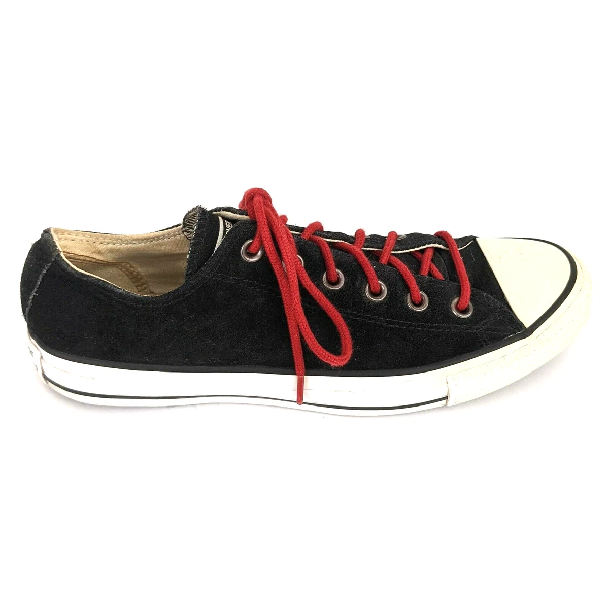 Converse Black All Stars Low Cut Red Laces Men&#039;s Size 8 Size 10 eBay