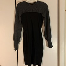 Zara Trafaluc Black Gray Contrasting Fabric Body con Dress Top Sz M