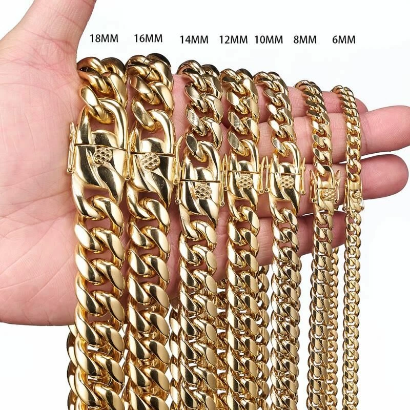 8mm Stainless Steel Cuban Link Chain and Bracelet