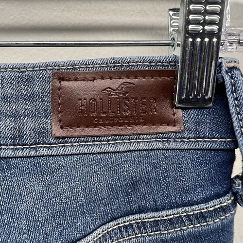 Jeans Hollister donna 26S vita alta super skinny effetto invecchiato lavaggio medio denim - Foto 3 di 9