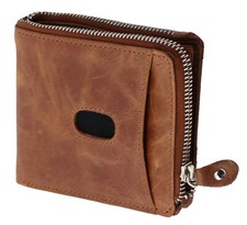 Real Tan Leather Bifold Wallet with Zip Pocket RFID Blocking ID Card Protector