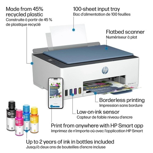 HP Smart Tank 5102 All-in-One Tank Printer Wireless Print, Copy, Scan - - Afbeelding 5 van 6