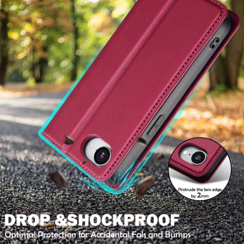 Flip PU Leather Wallet Magnetic Phone Case For iPhone 16 Pro Max 16E 14 Pro - Picture 12 of 78