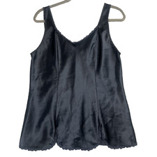 VTG Val Mode  Womens Medium Black Shiny Satin Nightie Slips Layering