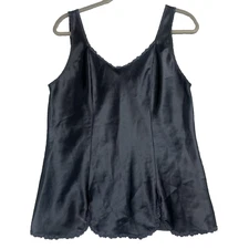 VTG Val Mode   Womens Medium Black Shiny Satin Nightie Slips Layering