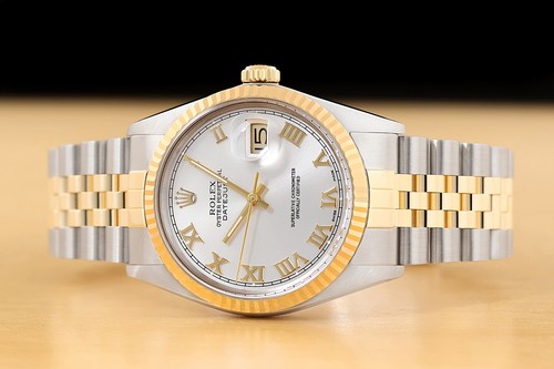 RELOJ ROLEX PARA HOMBRE DATEJUST DE DOS TONOS ESFERA ROMANA PLATEADA Y CORREA ROLEX - Imagen 3 de 8