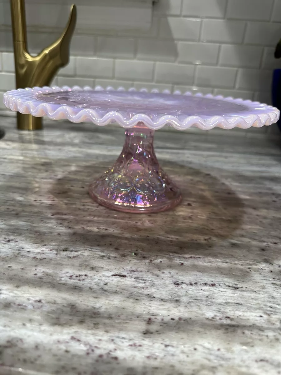 Pink glass cake plate cheap