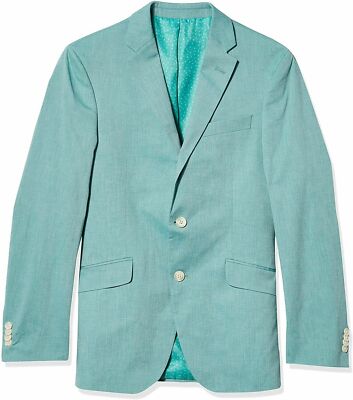 Unlisted Kenneth Cole Men's Teal Green Slim Fit Double Vent Blazer Jacket Sz 44R