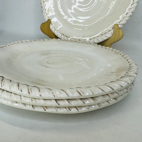 Pier 1 Import 9” Off White Ivory Melamine Appetizer Snack Plates Set of 4 NEW - Picture 3 of 6