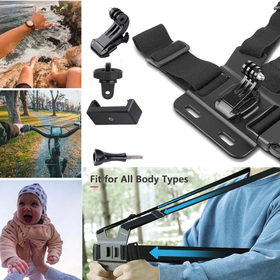 Arnés de Pecho Cuerpo Correa Montaje Accesorios Ajustables para iPhone GoPro Android Foto 3 de 4