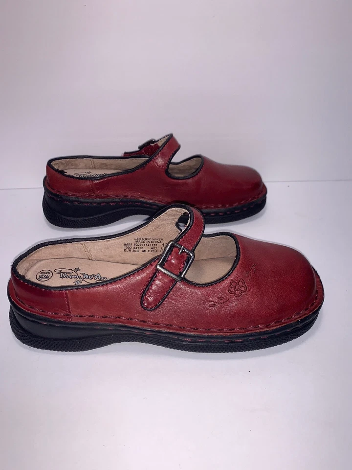 THOM MCAN SZ 12 1/2 М БОРДОВАЯ КОЖА MARY JANE ДЕВОЧЕК ПЛОСКОСТЯХ WS6-1 - Изображение 3 из 4